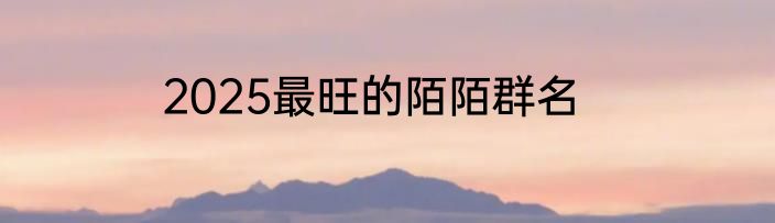 2025最旺的陌陌群名