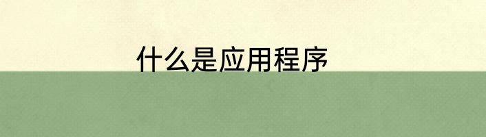 什么是应用程序