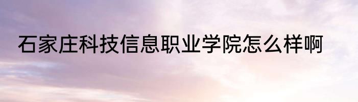 石家庄科技信息职业学院怎么样啊