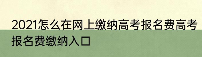 2021怎么在网上缴纳高考报名费高考报名费缴纳入口