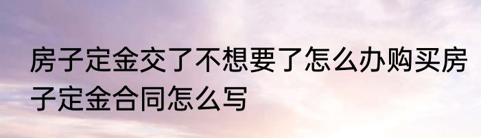 房子定金交了不想要了怎么办购买房子定金合同怎么写