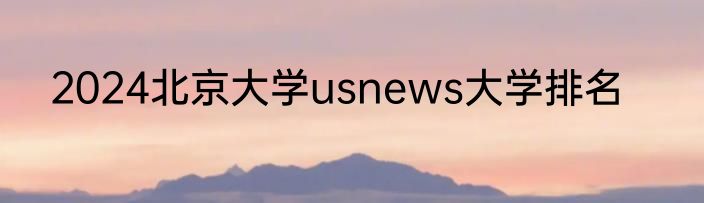 2024北京大学usnews大学排名