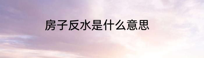 房子反水是什么意思