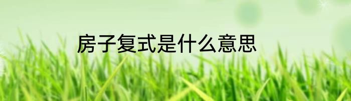 房子复式是什么意思