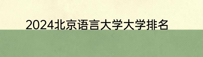 2024北京语言大学大学排名