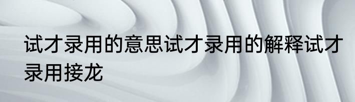 试才录用的意思试才录用的解释试才录用接龙