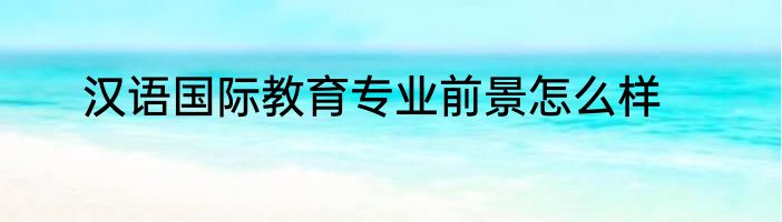 汉语国际教育专业前景怎么样