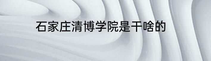 石家庄清博学院是干啥的