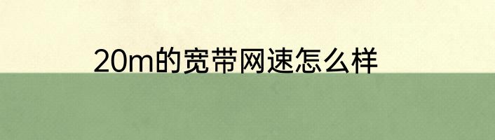 20m的宽带网速怎么样