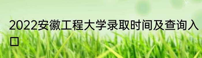 2022安徽工程大学录取时间及查询入口