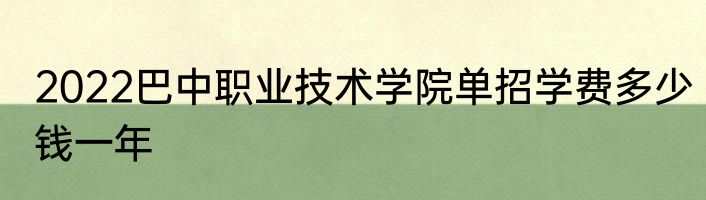 2022巴中职业技术学院单招学费多少钱一年