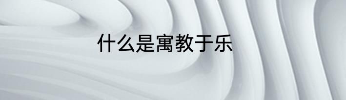 什么是寓教于乐