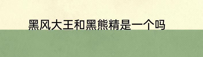 黑风大王和黑熊精是一个吗