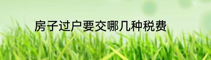 房子过户要交哪几种税费