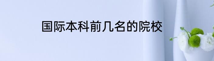 国际本科前几名的院校