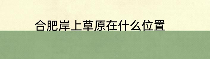 合肥岸上草原在什么位置
