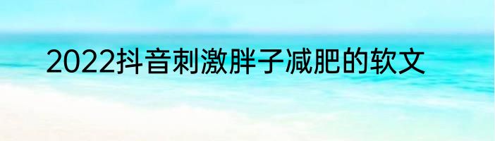 2022抖音刺激胖子减肥的软文