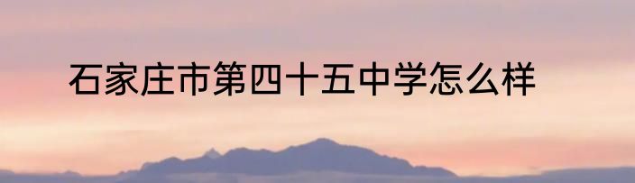 石家庄市第四十五中学怎么样