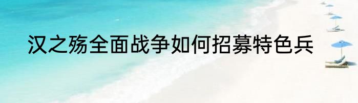 汉之殇全面战争如何招募特色兵