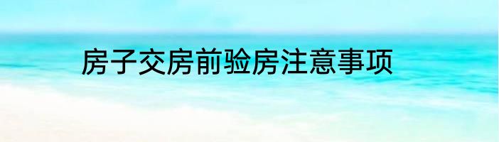 房子交房前验房注意事项
