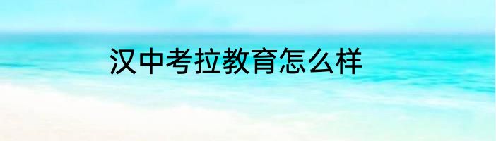 汉中考拉教育怎么样
