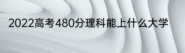2022高考480分理科能上什么大学