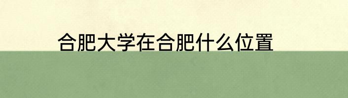 合肥大学在合肥什么位置