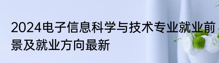 2024电子信息科学与技术专业就业前景及就业方向最新