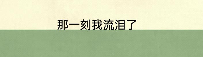 那一刻我流泪了