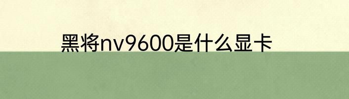黑将nv9600是什么显卡