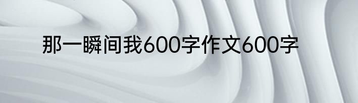 那一瞬间我600字作文600字