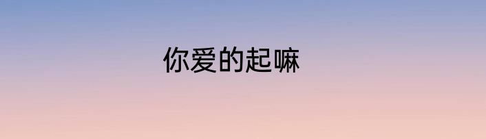 你爱的起嘛