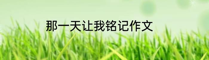 那一天让我铭记作文