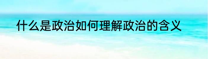 什么是政治如何理解政治的含义