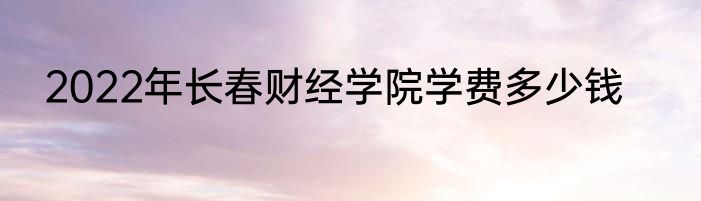 2022年长春财经学院学费多少钱