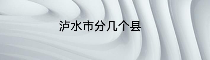 泸水市分几个县