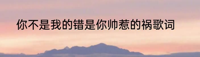 你不是我的错是你帅惹的祸歌词
