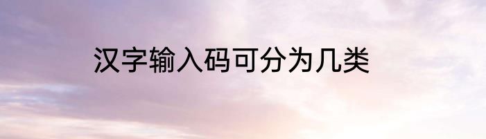 汉字输入码可分为几类