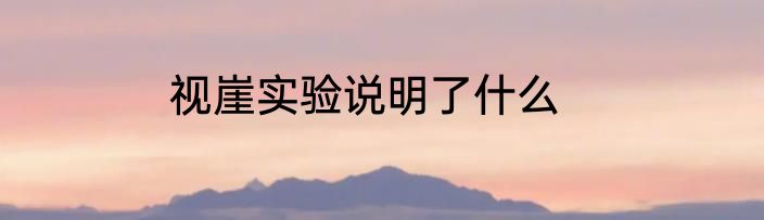 视崖实验说明了什么