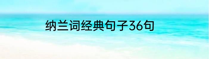 纳兰词经典句子36句