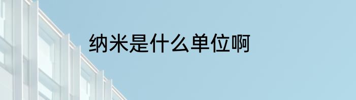 纳米是什么单位啊