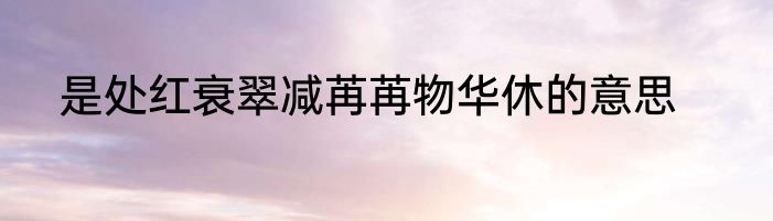 是处红衰翠减苒苒物华休的意思
