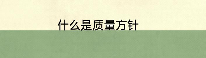 什么是质量方针