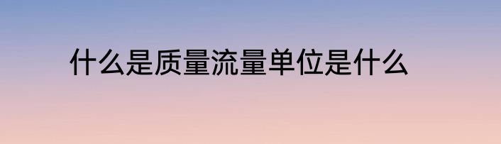 什么是质量流量单位是什么