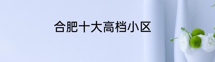 合肥十大高档小区