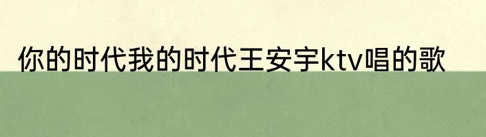 你的时代我的时代王安宇ktv唱的歌