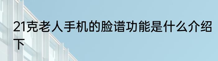 21克老人手机的脸谱功能是什么介绍下