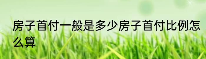 房子首付一般是多少房子首付比例怎么算