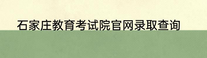 石家庄教育考试院官网录取查询