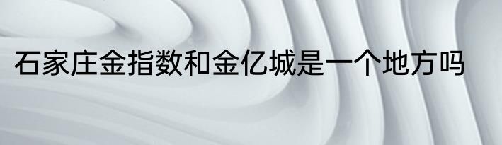 石家庄金指数和金亿城是一个地方吗